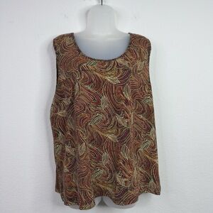 Kaktus Shirt Women 1X Colorful Abstract Leaf Metallic Artsy Boho Eclectic Earthy